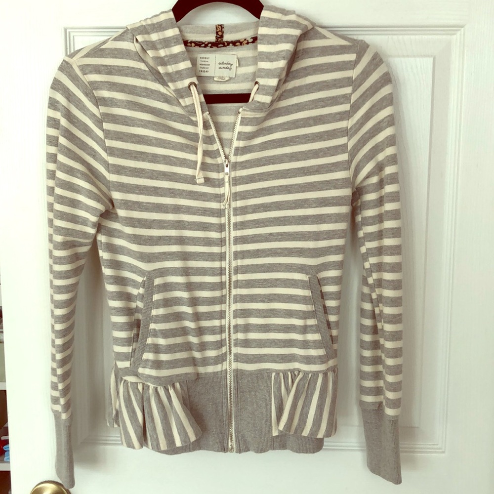 Anthropologie hoodie with ruffles size xs